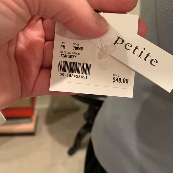 NWT Kate Hill Pale Blue Sky Silk Shell Turtleneck - Picture 3 of 5